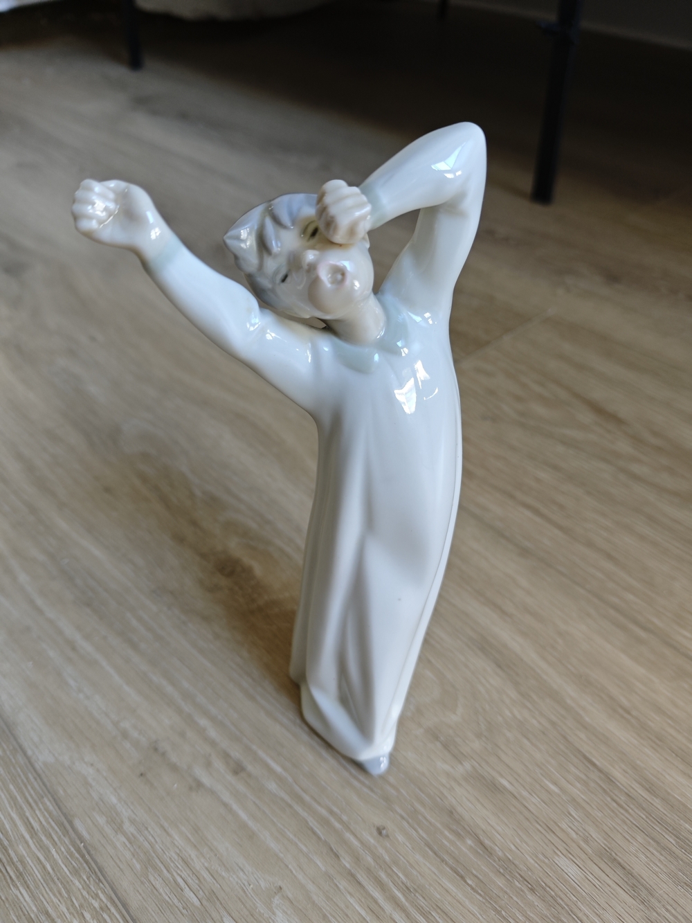 Vintage Lladro figurine from 1970s titled "Boy Awakening 4870 Yawning"